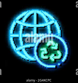 planet earth ecology neon glow icon illustration Stock Vector