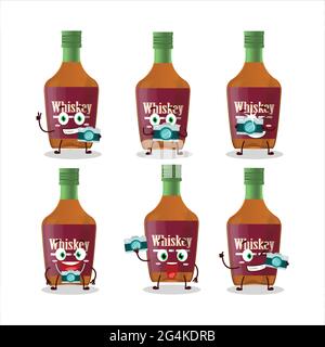 Photographer profession emoticon with whiskey bottle cartoon character. Vector illustration Stock Vector