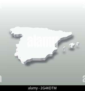 Simplified contour world map with shadow on white gradient background ...