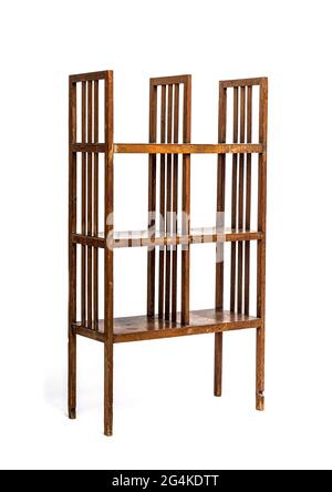 Old vintage bookshelf, isolated on white Stock Photo