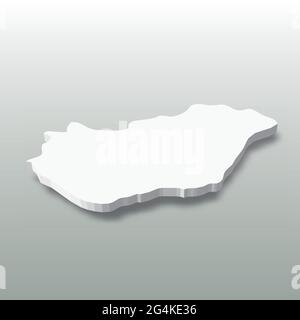 Hungary - white 3D silhouette map of country area with dropped shadow on grey background. Simple flat vector illustration Stock Vector