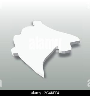 Montenegro - white 3D silhouette map of country area with dropped shadow on grey background. Simple flat vector illustration Stock Vector