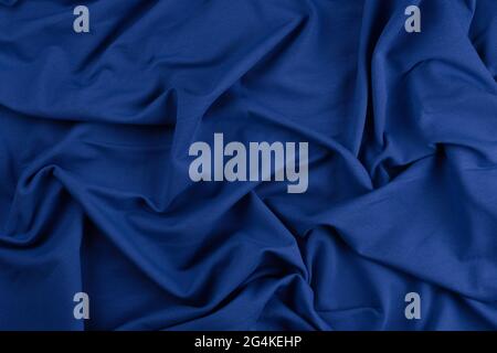 Background from blue monochrome cotton fabric. Close up texture Stock Photo