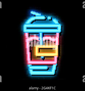 milk shake neon glow icon illustration Stock Vector