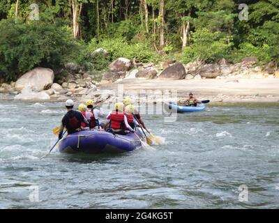 BARINAS, VENEZUELA - Apr 18, 2021: enjoy a rafting and padle surf in an unforgettable adventure on a mighty river Stock Photo