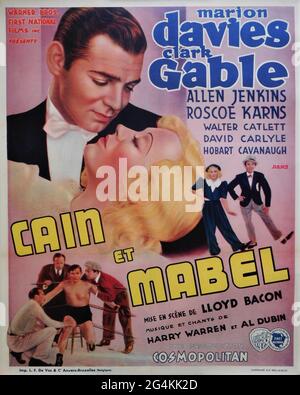 Original Release Belgian Poster for MARION DAVIES and CLARK GABLE in CAIN AND MABEL 1936 director LLOYD BACON Cosmopolitan Productions / Warner Bros. Stock Photo