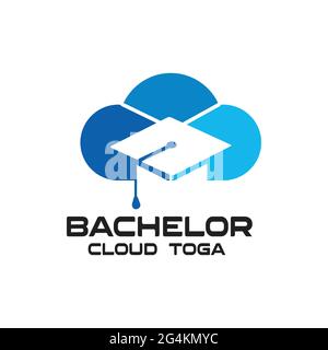 bachelor cloud toga graduation exclusive logo design inspiration Stock Vector