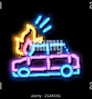 car ignition neon glow icon illustration Stock Vector
