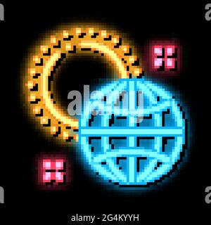 rotation of earth around sun neon glow icon illustration Stock Vector