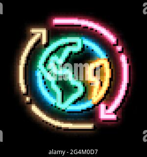 planet rotation neon glow icon illustration Stock Vector