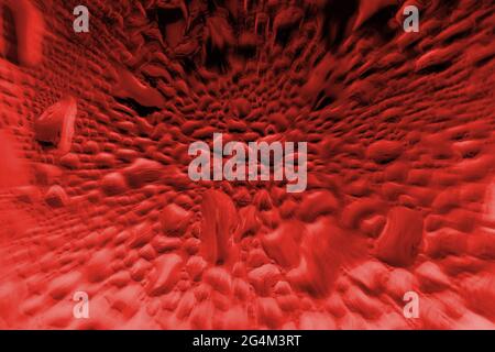 Abstract art background made of drops and liquid of red color. backdrop for design with motion and blur effect Stock Photo