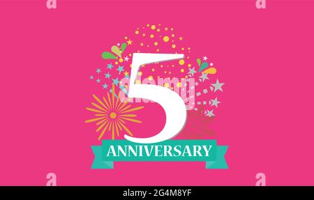 5 Anniversary template for banner design. Stock vector Stock Vector