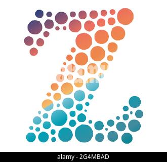 Capital letter Z made of gradient colored dots or filled with circles Stock Vector