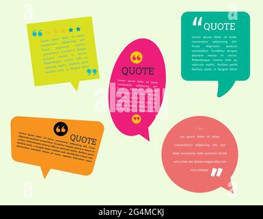 Set of colorful quote frames. Speech bubbles with quotation marks. Blog post template set-2 Stock Vector