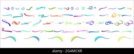Colorful waves swoosh set as graphic design element Stock Vector