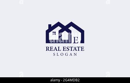 Alphabet E Real Estate Monogram Vector Logo Design, Letter E House Icon Template Stock Vector