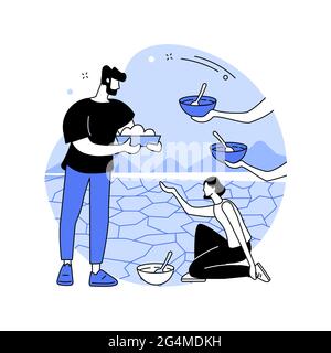 Starvation and malnutrition abstract concept vector illustration. Stock Vector