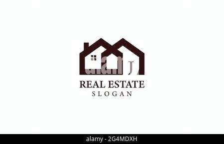 Alphabet J Real Estate Monogram Vector Logo Design, Letter J House Icon Template Stock Vector