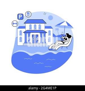 All-inclusive hotel abstract concept vector illustration. Stock Vector