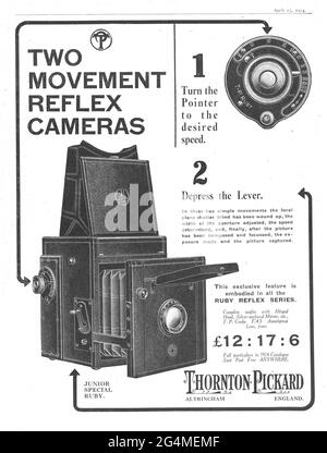 Display advert for Thornton Pickard Ruby Reflex camera, from Amateur Photographer magazine April 1924. Stock Photo