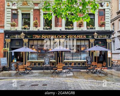 London, UK. 17th June, 2021. The traditional Sherlock Holmes pub with in Northumberland St, London with Holmes-themed memorabilia, plus restaurant has declared itself as a football free zone. Credit: SOPA Images Limited/Alamy Live News Stock Photo