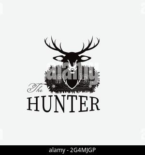 Symbol, badge and logo template design with hunter theme Stock Vector