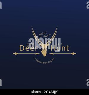 Hunting skull deer with cross arrow  logo and clothing Stock Vector