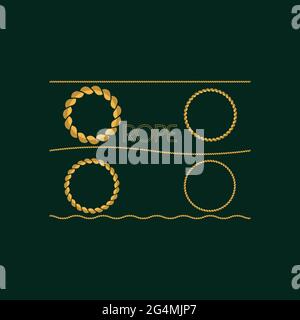 Vector set of round yellow rope frame Stock Vector