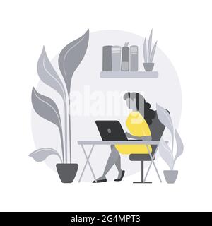 Biophilic design in workspace abstract concept vector illustration. Stock Vector