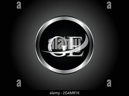 silver letter GE metal combination alphabet logo icon design with grey color on Black and white gradient design for a company or business Stock Vector