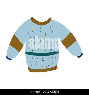 knitted sweater vector. flat wool knitwear vector Stock Vector