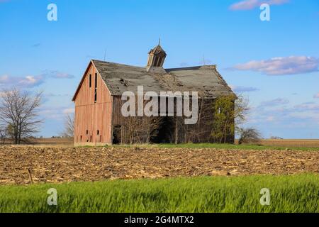 An old, red barn. Stock Photo