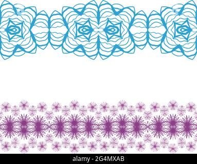 Set linear floral ornament, seamless pattern, EPS8 - vector graphics. Stock Vector