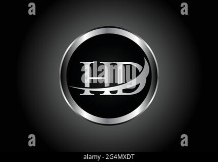 black and white alphabet letter hd h d logo combination design suitable ...