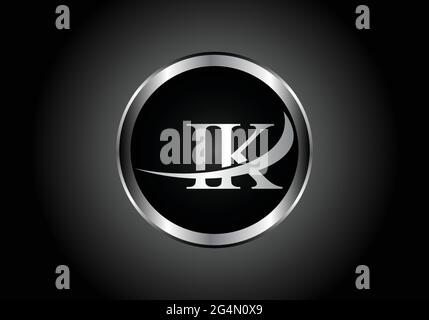 silver letter IK metal combination alphabet logo icon design with grey color on Black and white gradient design for a company or business Stock Vector