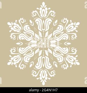 Oriental vector pattern with arabesques and floral elements. Traditional classic ornament. Vintage round white pattern with arabesques Stock Vector