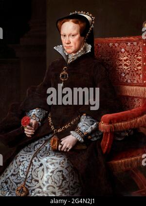 Queen Mary I.  Mary Tudor, Queen of England by Anthonis Mor, oil on panel, 1554 Stock Photo