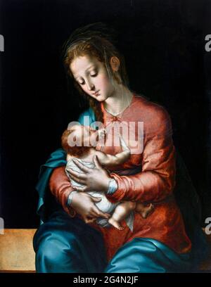 Virgin and Child by Luis de Morales (1512-1586), oil on panel, c.1565 Stock Photo