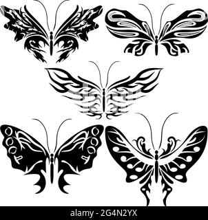 Set, exotic butterfly abstract patterns, EPS8 - vector graphics. Stock Vector