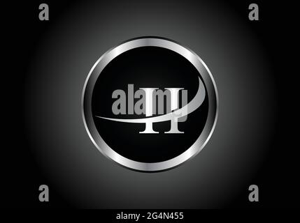 silver letter II metal combination alphabet logo icon design with grey color on Black and white gradient design for a company or business Stock Vector