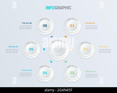 Vector infographics timeline design template with circle elements. Content, schedule, timeline, diagram, workflow, business, infographic, flowchart. Stock Vector