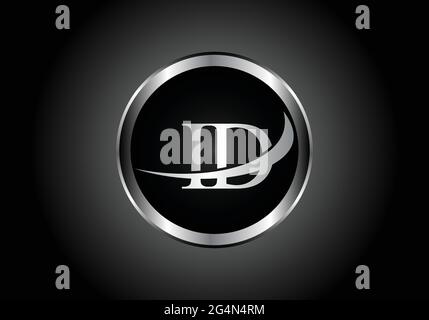 silver letter ID metal combination alphabet logo icon design with grey color on Black and white gradient design for a company or business Stock Vector
