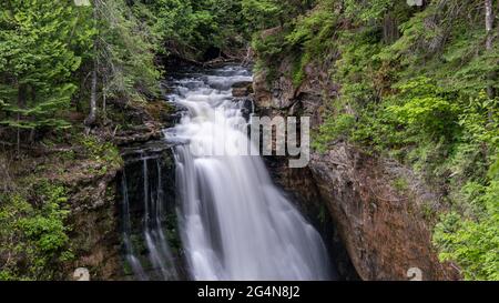 Miners River & Falls, Pictured Rocks National Lakeshore, Michigan Stock Photo