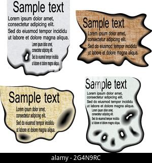 Set charred paper, design element for your project, EPS10 - vector graphics. Stock Vector