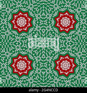 Elegant knitting seamless ornament red green background, EPS8 - vector graphics. Stock Vector