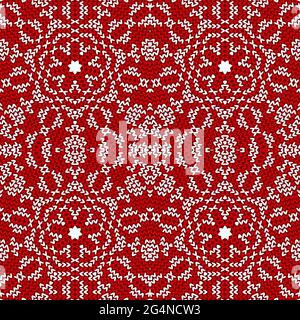 Elegant knitting seamless ornament red background, EPS8 - vector graphics. Stock Vector