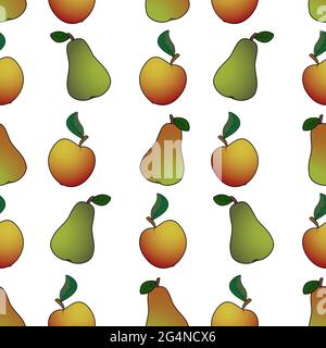 Pear apple abstract, seamless pattern, EPS10 - vector graphics. Stock Vector