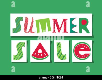 Summer Sale fancy lettering vector signboard Stock Vector