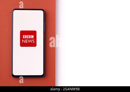 BBC News logo on phone screen stock image. Stock Photo