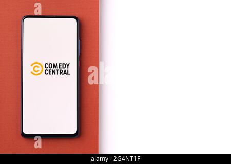 Comedy Central logo on phone screen stock image. Stock Photo